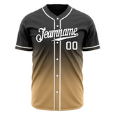 Custom Gradient Black Gold Baseball Jersey Full Button Down Fans Special Edition Authentic Shirt